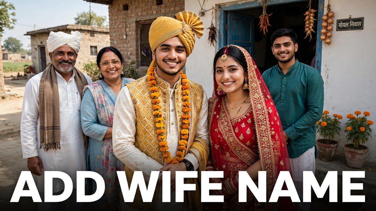 Newly married Haryana couple adding the wife's name to the husband's Family ID on the official PPP portal