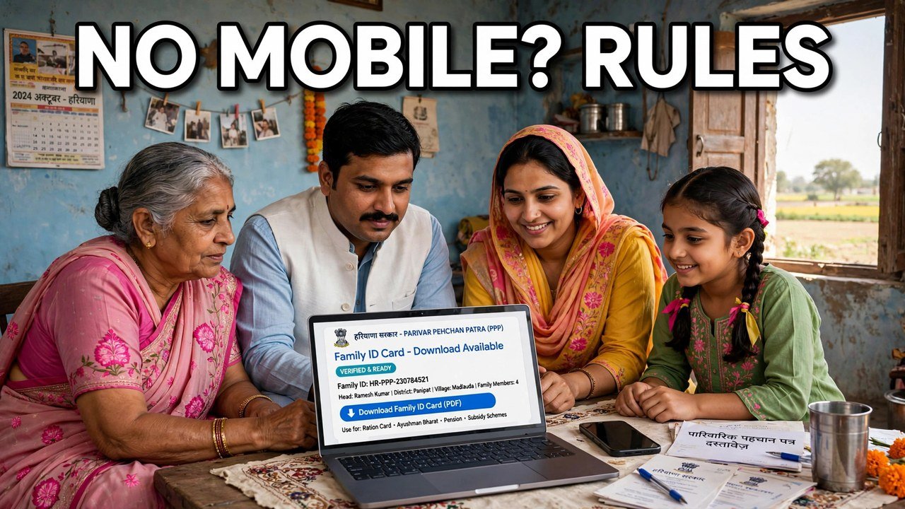 Haryana family checking the rule for downloading a Family ID without the registered mobile number