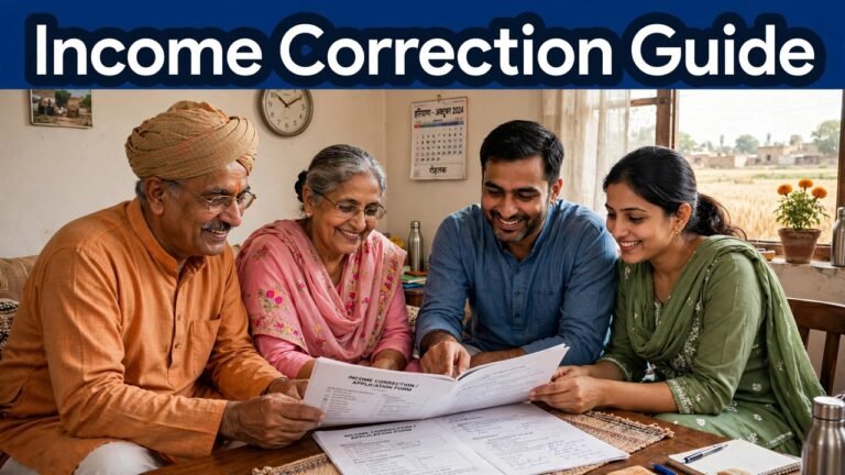 Haryana family reading the Family ID income correction process in simple words at home
