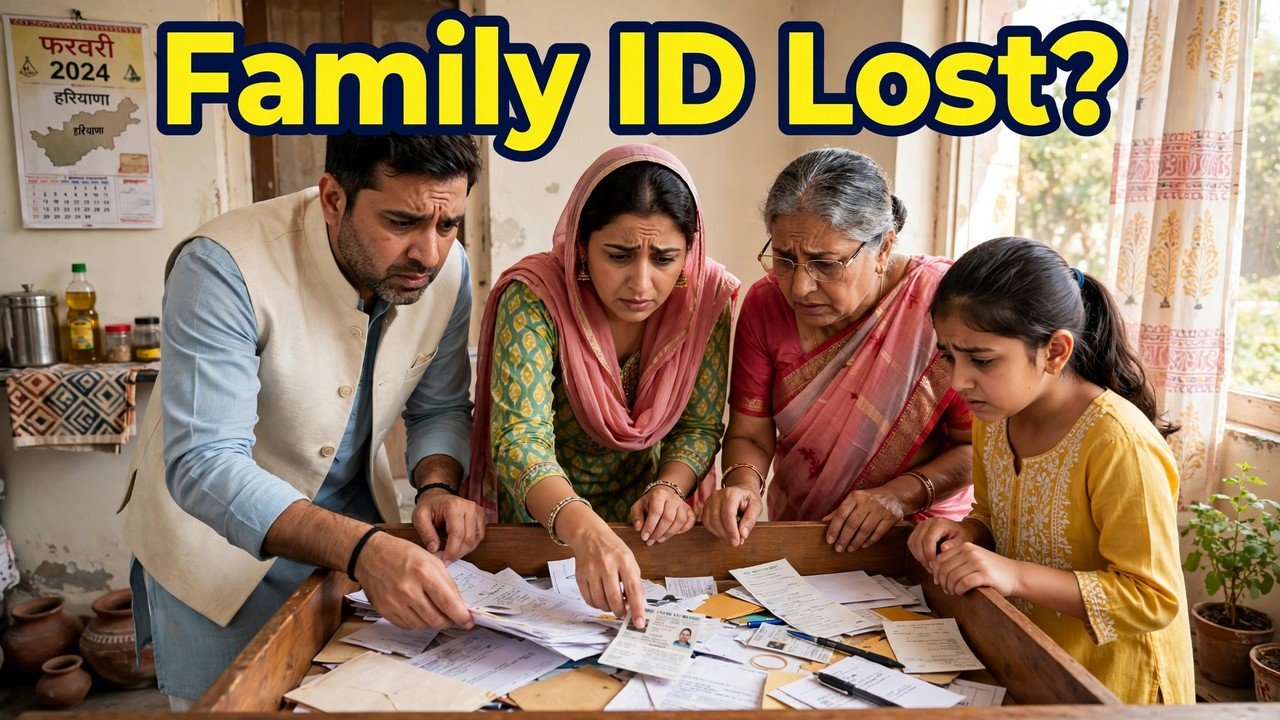 Haryana family searching for a lost Family ID card at home and re-printing a copy from the official portal