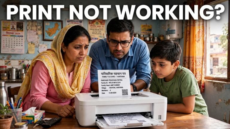Haryana family trying to print their Family ID at home and checking the printed copy