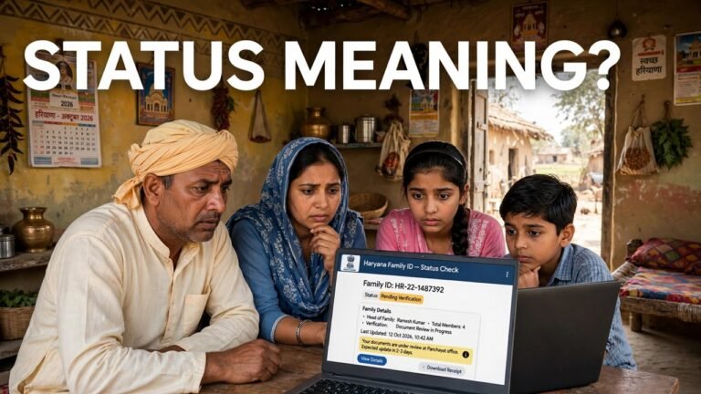 Haryana family reading a PPP status message on the official portal to see if the Family ID is ready