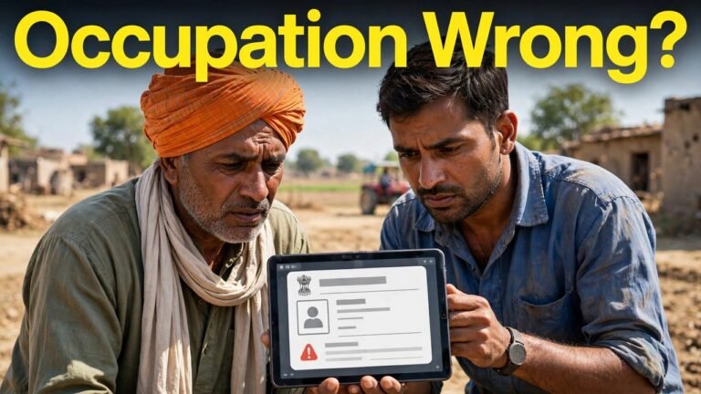 Haryana farmer and labourer checking the occupation entry in Family ID on the official PPP portal