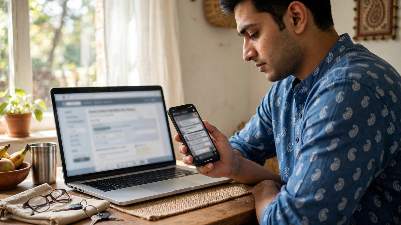 Citizen checking the Head of Family mobile for the PPP OTP on the official portal