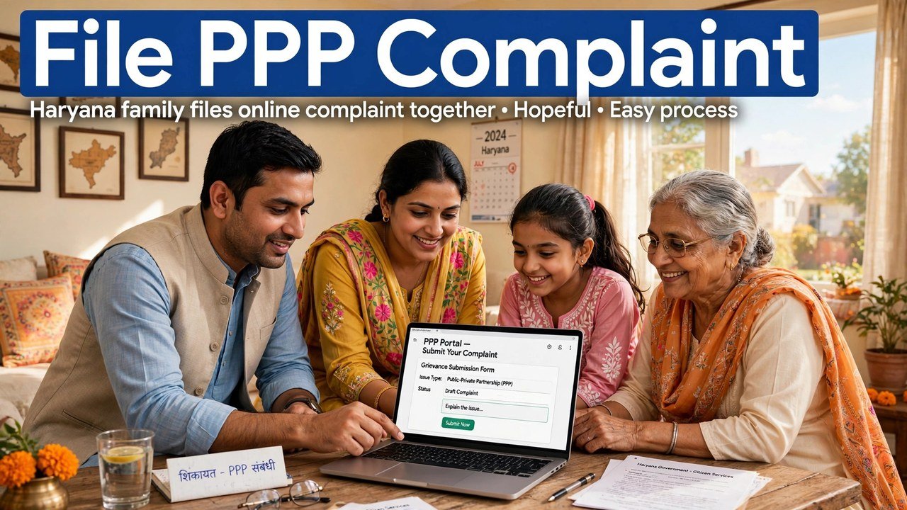Haryana family filing a PPP portal grievance complaint online for Family ID