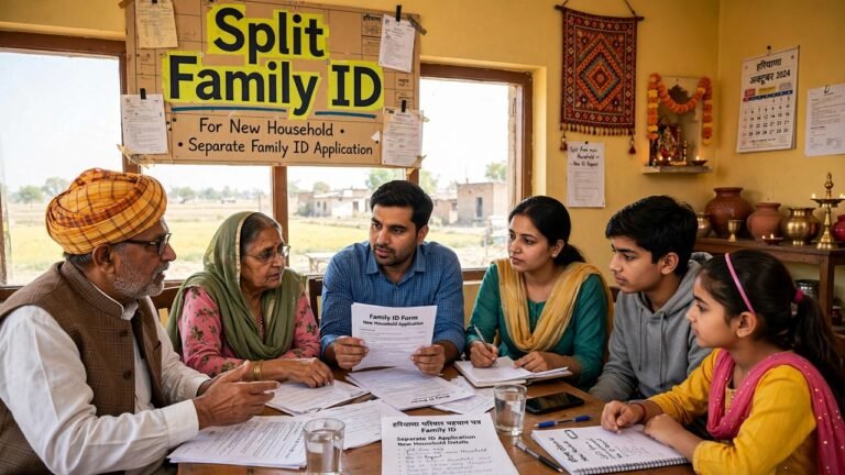 Haryana joint family discussing a separate Family ID for a new household on the official PPP portal